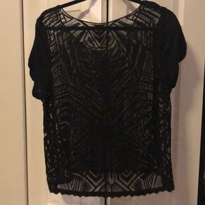 Black sheer short sleeve blouse